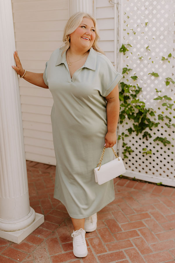 Cue The Casual T-Shirt Midi Dress in Sage Curves 2XL / Sage Cue The Casual T-Shirt Midi Dress in Sage Curves 2XL / Sage