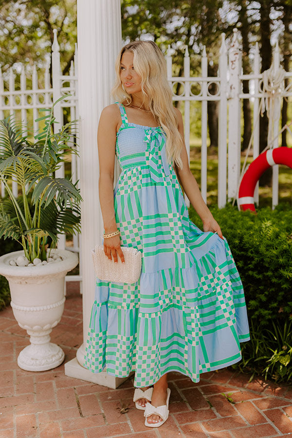 Picnic Chic Smocked Midi Dress M / sky blue Picnic Chic Smocked Midi Dress M / sky blue