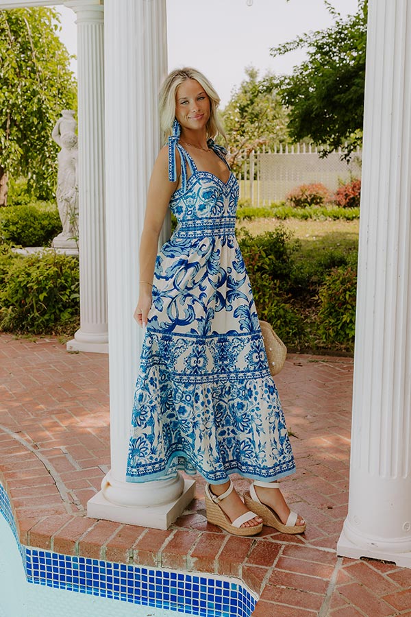 French Riviera Floral Midi Dress in Blue Impressions Online Boutique French Riviera Floral Midi Dress in Blue Impressions Online Boutique