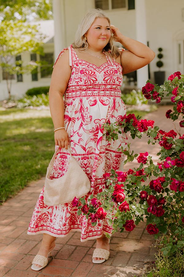 French Riviera Floral Midi Dress in Hot Pink Curves 3XL / hot-pink French Riviera Floral Midi Dress in Hot Pink Curves 3XL / hot-pink