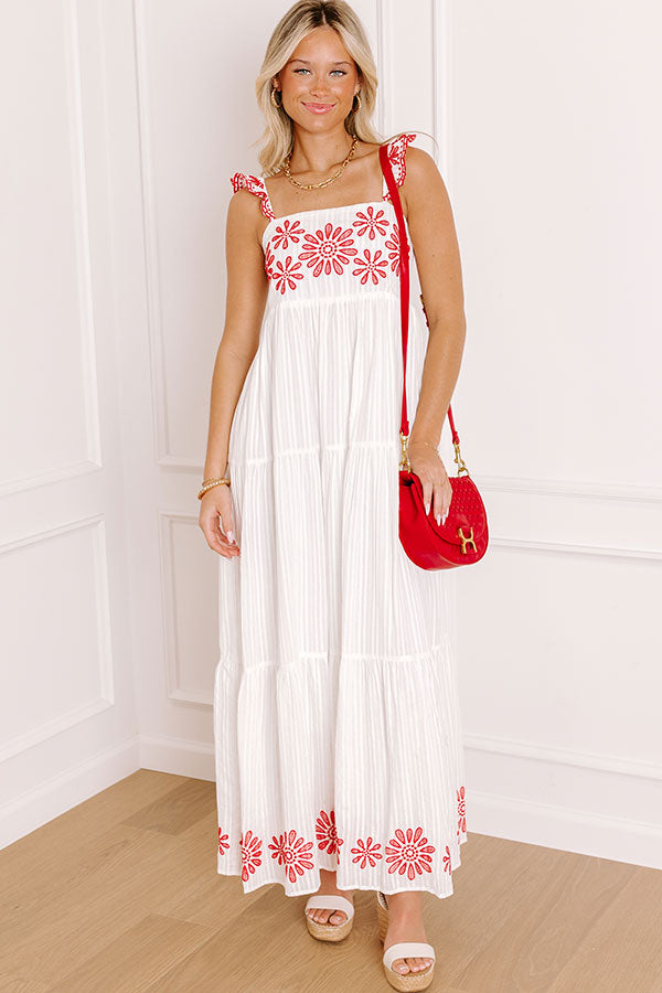 Blossom Voyage Embroidered Maxi Dress S / White Blossom Voyage Embroidered Maxi Dress S / White