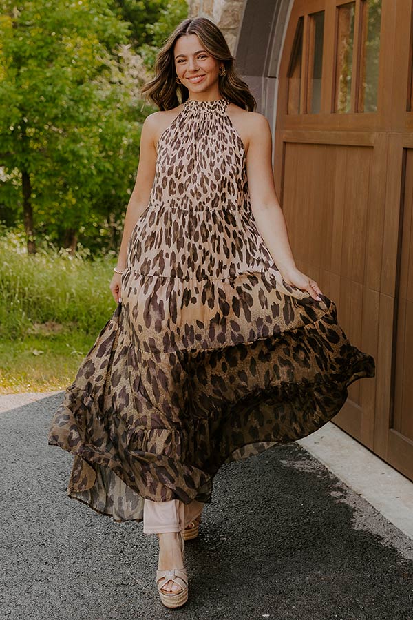 Urban Edit Leopard Maxi Dress L / Iced Latte Urban Edit Leopard Maxi Dress L / Iced Latte