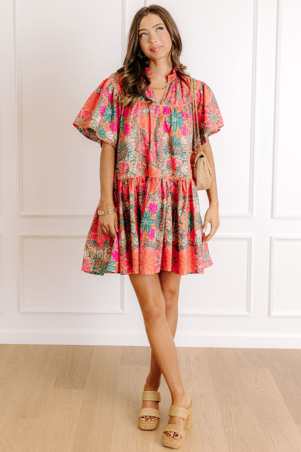 Sunset In Sevilla Floral Mini Dress S / coral Sunset In Sevilla Floral Mini Dress S / coral