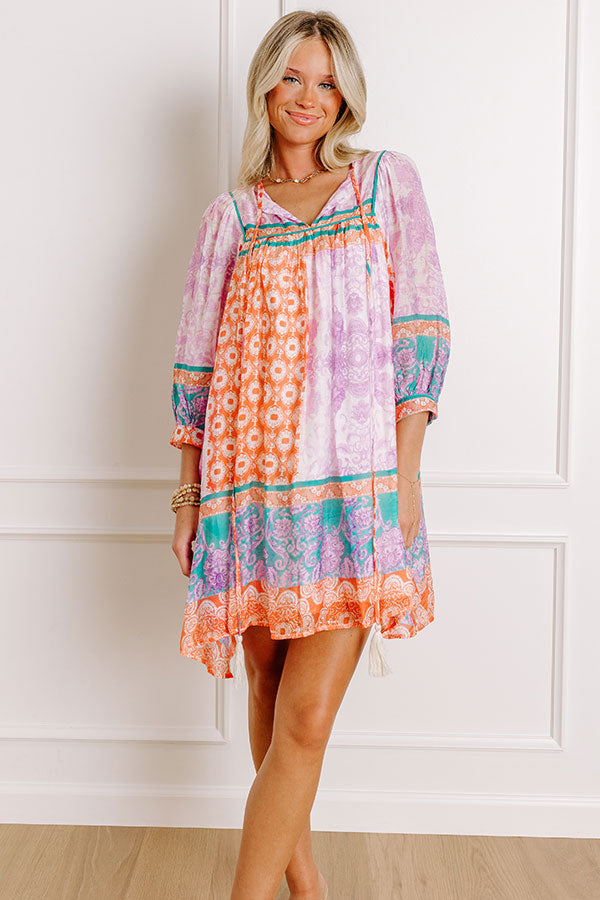 Boho Babe Color Block Floral Mini Dress in Violet L / Violet Boho Babe Color Block Floral Mini Dress in Violet L / Violet