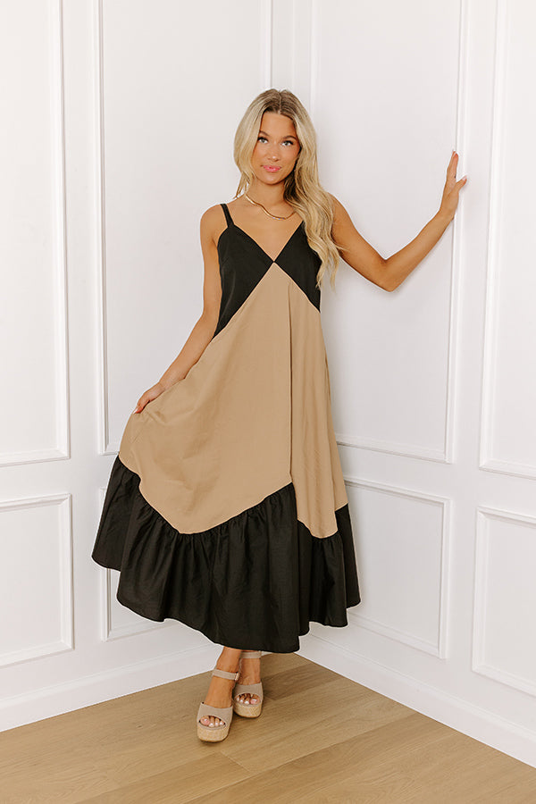 Casual Stroll Color Block Midi Dress