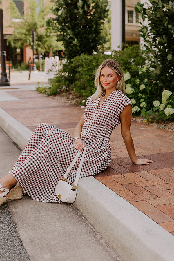 Harvest Stroll Gingham Midi Dress L / Chocolate