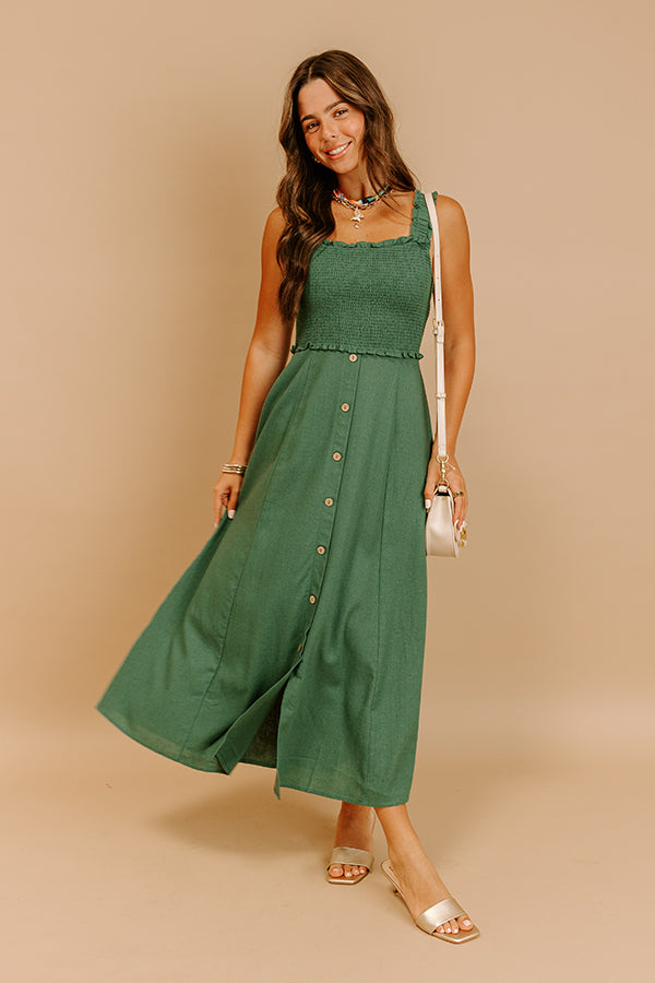 Harvest Lane Linen-Blend Midi Dress in Green L / Green Harvest Lane Linen-Blend Midi Dress in Green L / Green