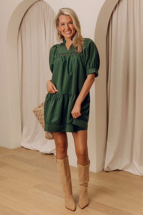Wisteria And Wine Mini Dress in Hunter Green L / hunter-green
