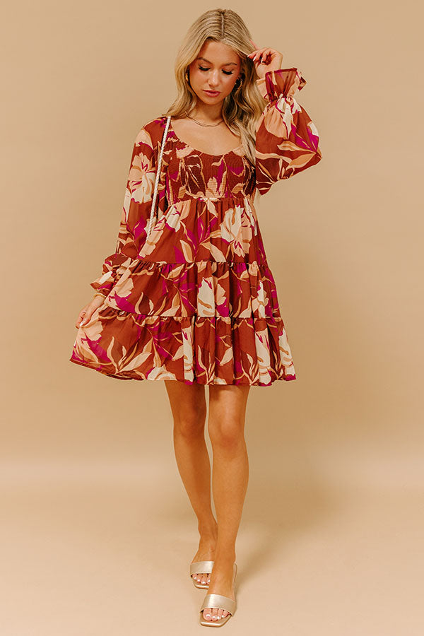 Meadow Melody Floral Mini Dress M / Cinnamon Meadow Melody Floral Mini Dress M / Cinnamon