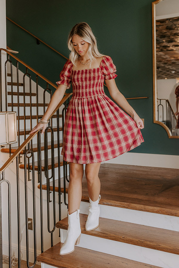 Cider Season Smocked Mini Dress in Wine L / Wine Cider Season Smocked Mini Dress in Wine L / Wine