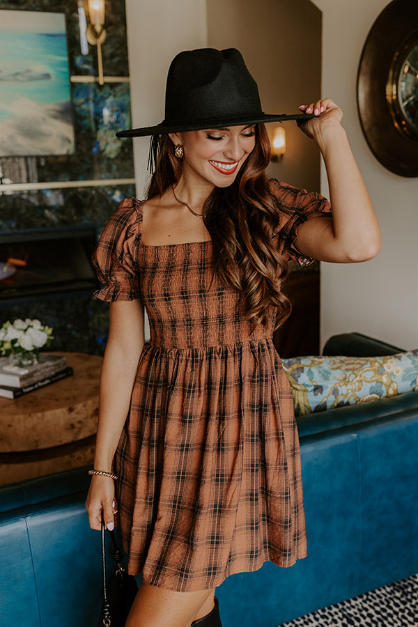 Cider Season Smocked Mini Dress in Cinnamon L / Cinnamon Cider Season Smocked Mini Dress in Cinnamon L / Cinnamon