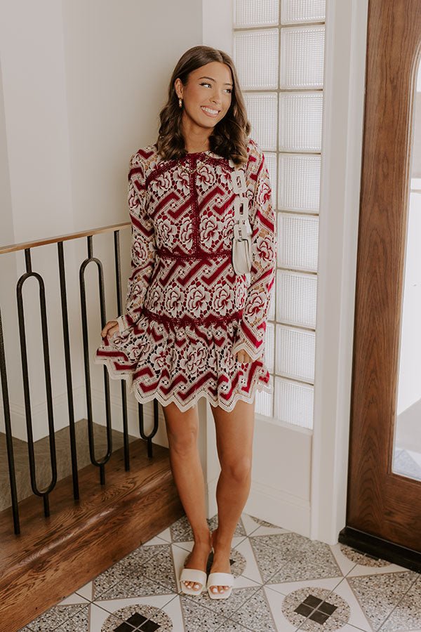 Chateau Charm Floral Lace Mini Dress S / Wine Chateau Charm Floral Lace Mini Dress S / Wine