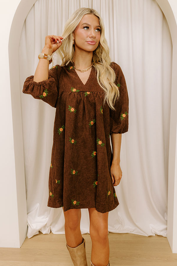 brown corduroy mini dress AE Pleated Corduroy Mini Dress Women's Brown XS
