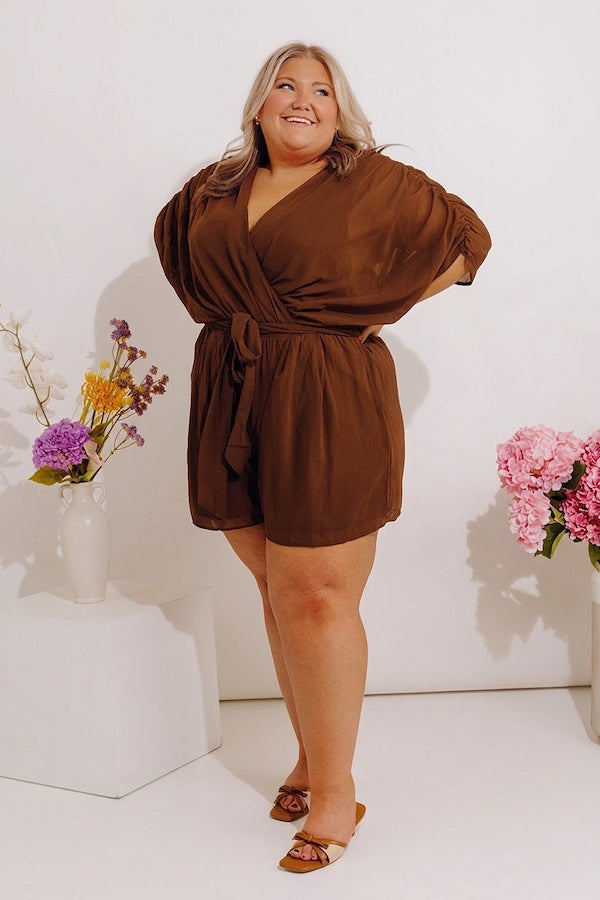 Martinis Please Chiffon Romper in Chocolate Curves