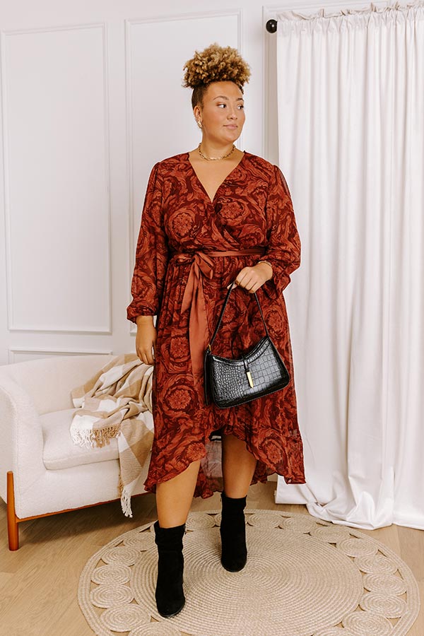 autumn wrap dress Autumn Reverie Floral High-Low Dress Curves 1XL / rust