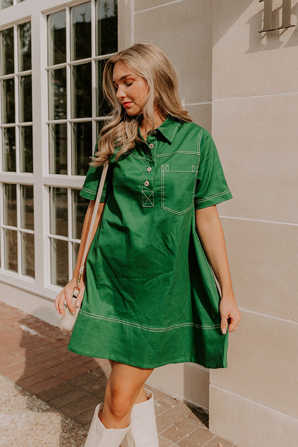 Cafe On Fifth Denim Mini Dress in Green M / Green Cafe On Fifth Denim Mini Dress in Green M / Green
