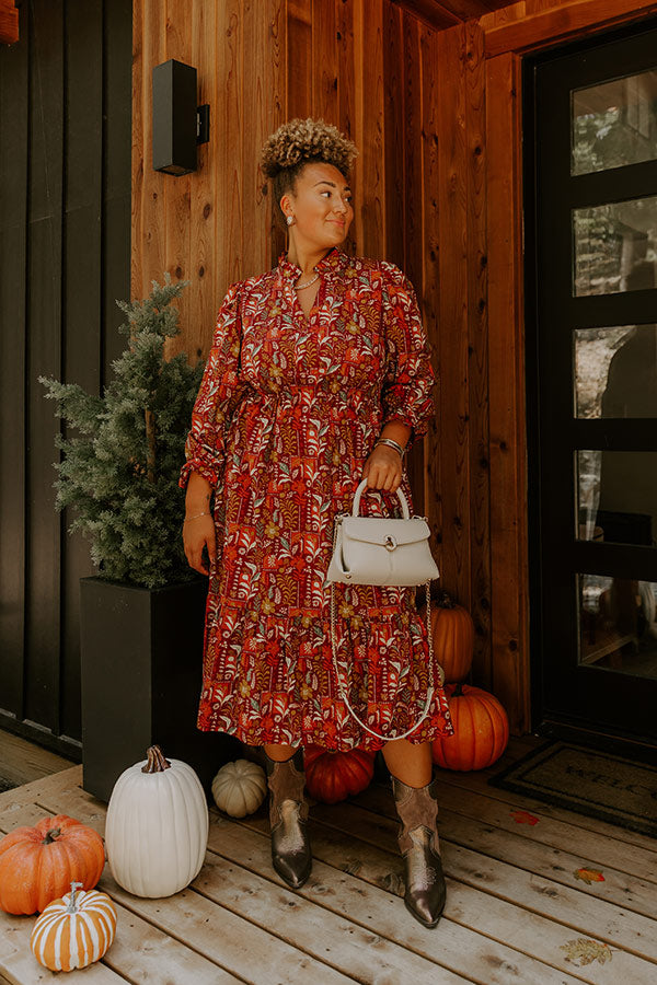 Blooming Keepsake Floral Midi Dress Curves XL / wine