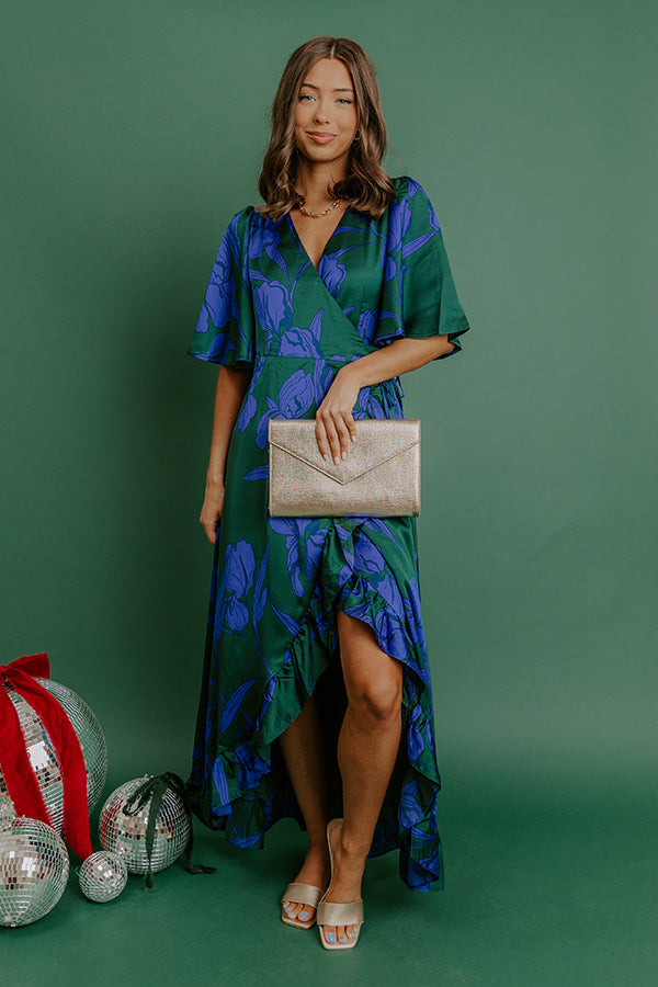 satin floral wrap dress Navy Satin Floral Satin Wrap Dress