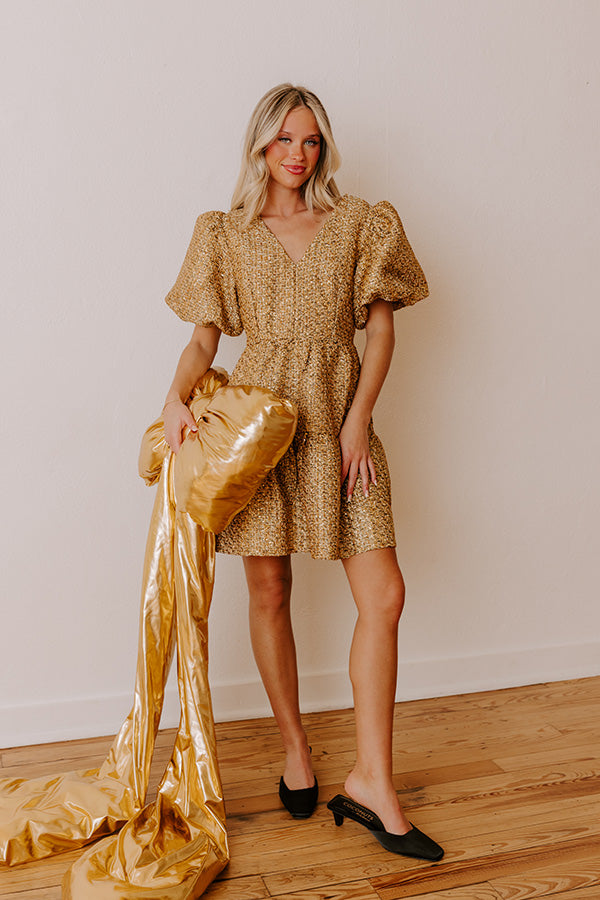Glistening And Gorgeous Tweed Mini Dress XS / gold Glistening And Gorgeous Tweed Mini Dress XS / gold