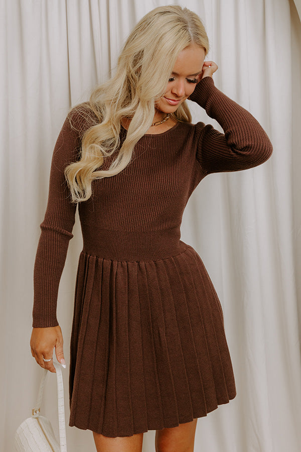 Cafe Date Knit Sweater Mini Dress L / chestnut Cafe Date Knit Sweater Mini Dress L / chestnut