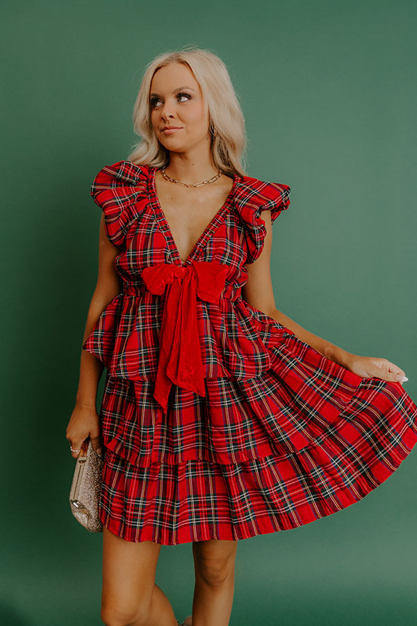 Pretty in Plaid Tiered Mini Dress Red / S Pretty in Plaid Tiered Mini Dress Red / S