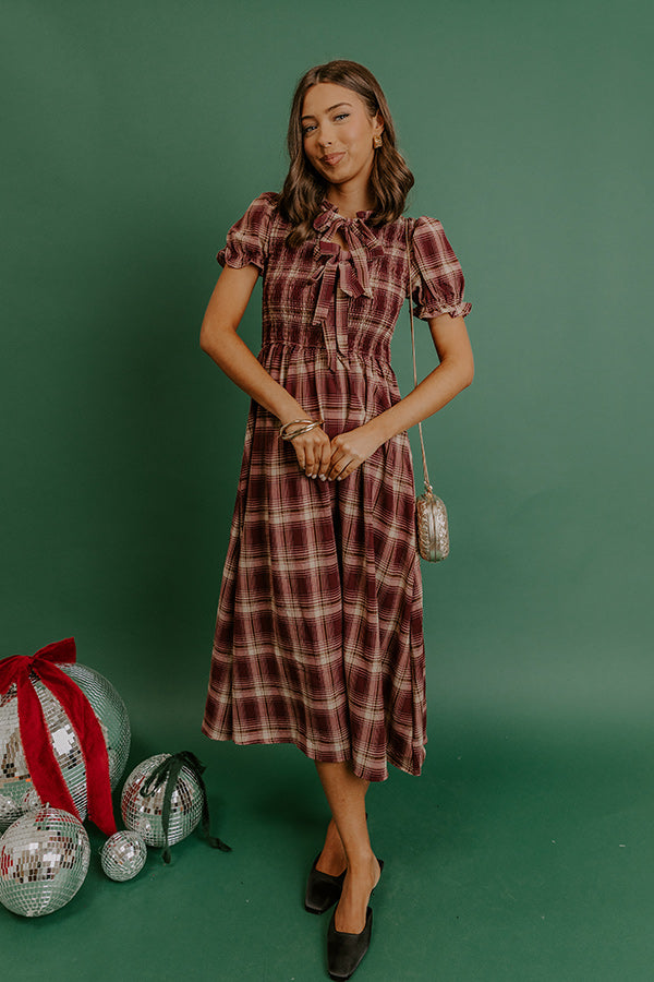 Pumpkin Patch Perfect Plaid Midi Dress L / windsor-wine Pumpkin Patch Perfect Plaid Midi Dress L / windsor-wine