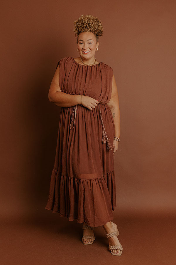 Evening Grace Chiffon Midi Dress in Mocha Curves 2XL / Mocha Evening Grace Chiffon Midi Dress in Mocha Curves 2XL / Mocha