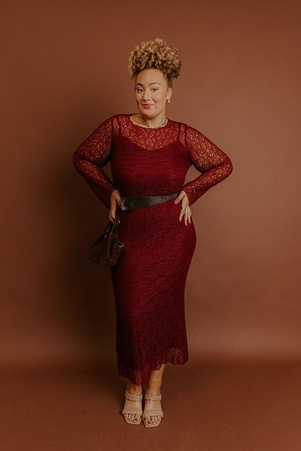 Twilight Muse Lace Maxi Dress in Merlot Curves Merlot / 3XL Twilight Muse Lace Maxi Dress in Merlot Curves Merlot / 3XL