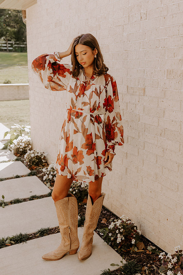 Beautiful Blooms Chiffon Mini Dress S / Cream Beautiful Blooms Chiffon Mini Dress S / Cream