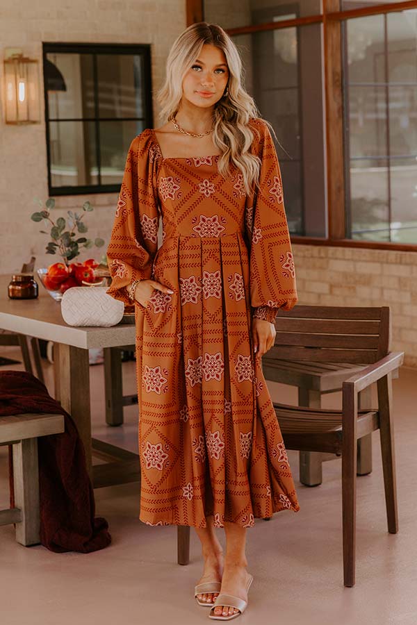 Chateau Evenings Floral Midi Dress S / camel