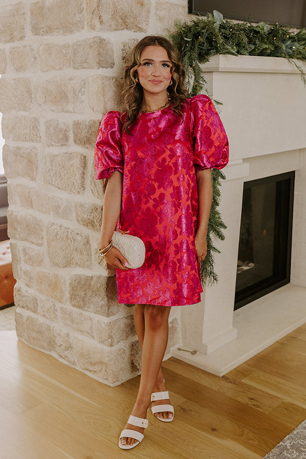 Kiss of Chic Floral Jacquard Mini Dress S / Red Kiss of Chic Floral Jacquard Mini Dress S / Red