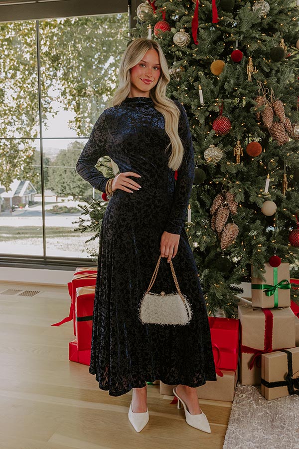 Moonlit Dance Velvet Burnout Midi Dress L / navy Moonlit Dance Velvet Burnout Midi Dress L / navy