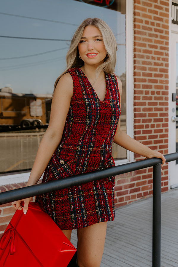 Plaid Season Tweed Mini Dress S / red Plaid Season Tweed Mini Dress S / red
