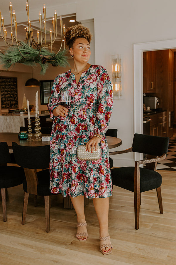 Sweet Meadow Floral Midi Dress Curves