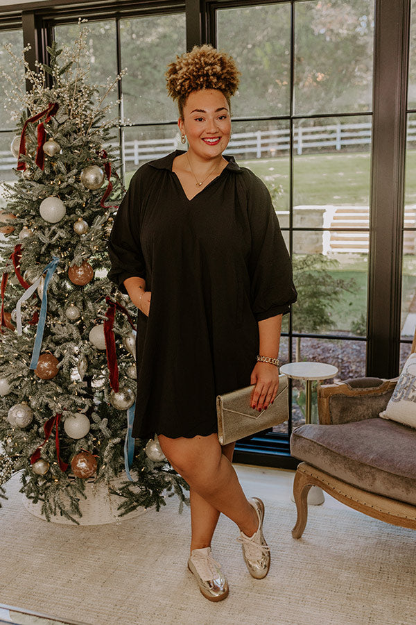 black scalloped dress Black Scalloped V-Neck Bodycon Dress | Womens | Small | 100% Polyester | Lulus | Dresses Under | Little Black Dresses | Stretchy