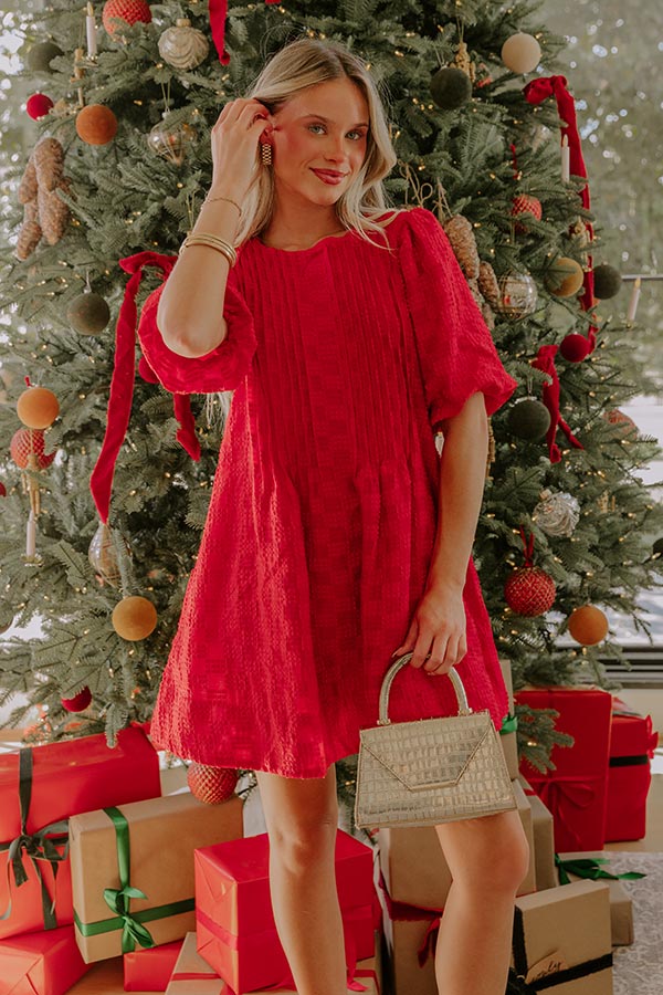 Chic Celebration Embroidered Mini Dress in Red L / Red Chic Celebration Embroidered Mini Dress in Red L / Red