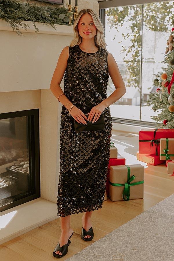 midi dress sparkle The It Girl Sequin Midi Dress S / Black
