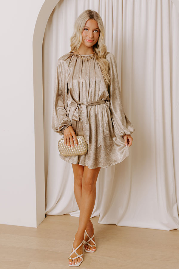Shine On Shimmer Mini Dress L / taupe Shine On Shimmer Mini Dress L / taupe