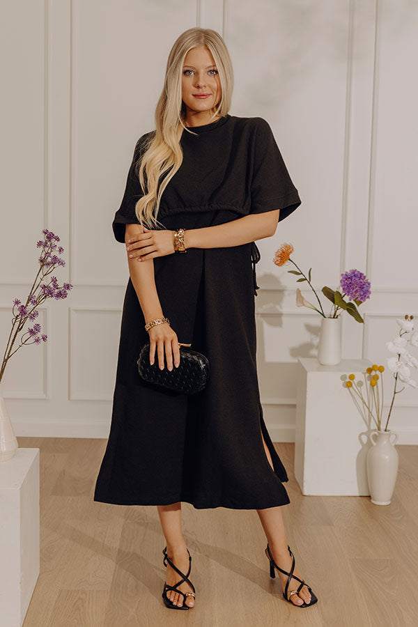 Uptown Muse Knit Midi Dress M / Black