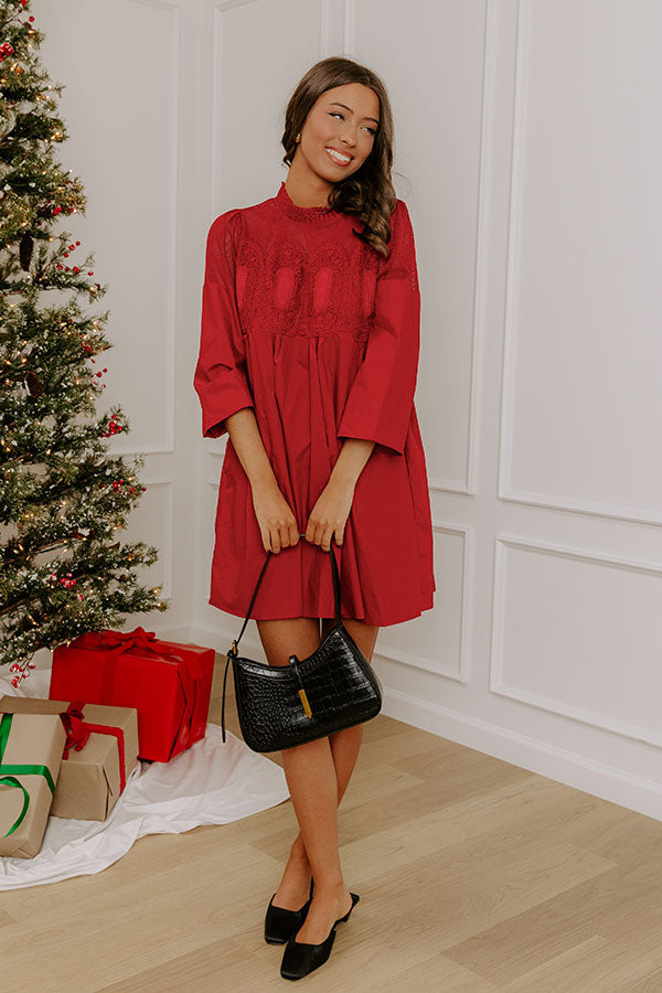 Chic Agenda Lace Applique Mini Dress in Crimson L / Crimson Chic Agenda Lace Applique Mini Dress in Crimson L / Crimson