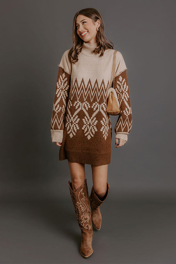 City Snowfall Knit Sweater Mini Dress M / Iced Latte City Snowfall Knit Sweater Mini Dress M / Iced Latte