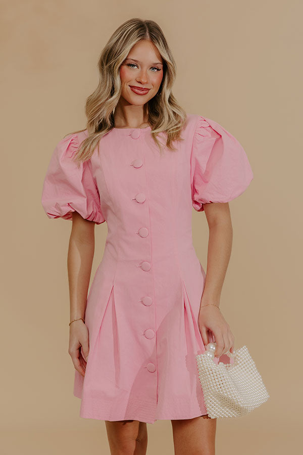 Modern Muse Button Down Mini Dress M / pink
