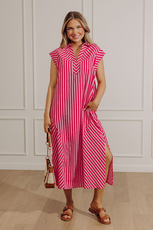 Sweet Stripes Midi Dress in Hot Pink Impressions Online Boutique Sweet Stripes Midi Dress in Hot Pink Impressions Online Boutique