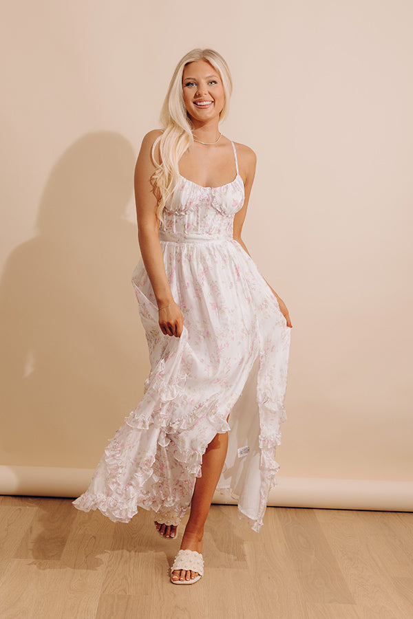 Garden Romance Corset Ruffle Maxi Dress M / ivory Garden Romance Corset Ruffle Maxi Dress M / ivory