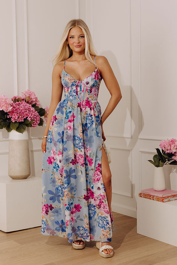 chiffon elegant print dress Enchanted Embrace Floral Maxi Dress in Light Blue S / Light Blue