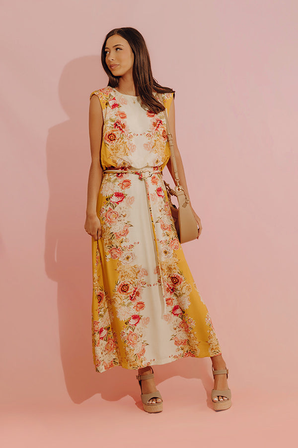 Fleur de Champagne Midi Dress in Yellow Impressions Online Boutique Fleur de Champagne Midi Dress in Yellow Impressions Online Boutique