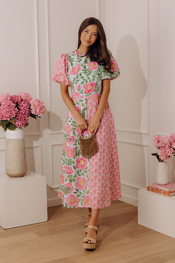 Garden Party Moment Floral Midi Dress S / pink Garden Party Moment Floral Midi Dress S / pink