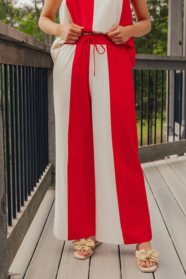 Cape Weekend High Waist Stripe Wide Leg Pants XL / red Cape Weekend High Waist Stripe Wide Leg Pants XL / red