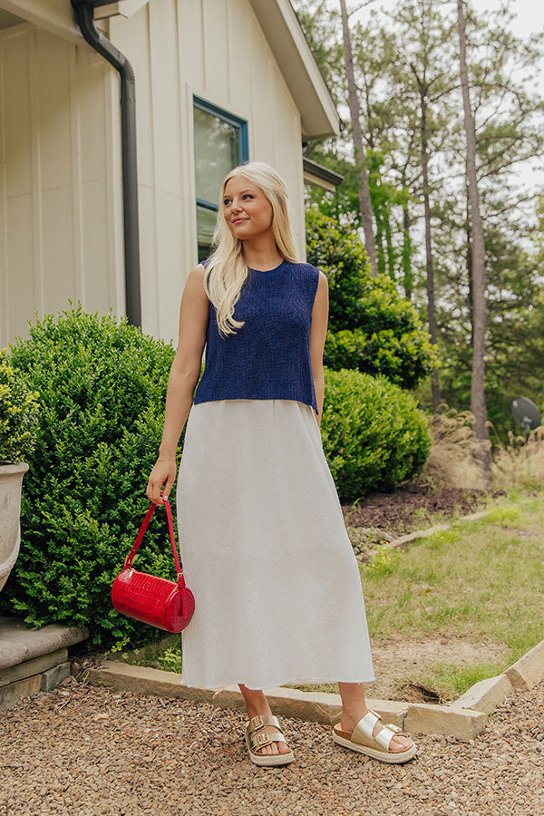 Lakehouse Muse Mixed Media Midi Dress M / navy