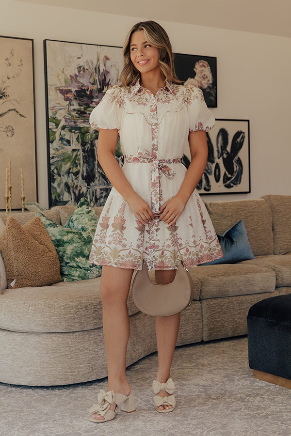 mini button dress Tailored Button Down Mini Dress - Buttermilk